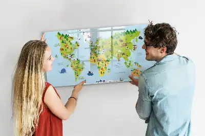 Kulturell världskarta magnetisk tavla med penna