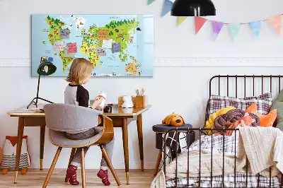 Kulturell världskarta magnetisk tavla med penna