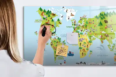 Kulturell världskarta magnetisk tavla med penna