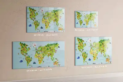 Kulturell världskarta magnetisk tavla med penna