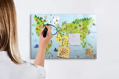 Kulturell världskarta magnetisk tavla med penna