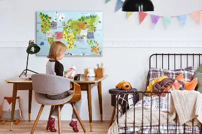 Kulturell världskarta magnetisk tavla med penna