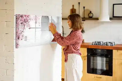 Magnetisk tavla med penna motiv med vårblommor