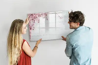 Magnetisk tavla med penna motiv med vårblommor