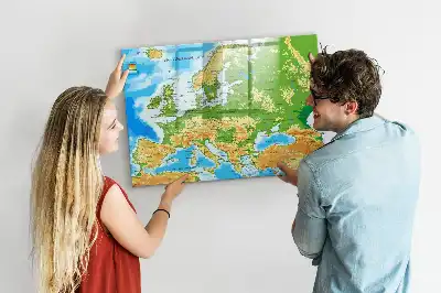 Geografisk världskarta magnetisk tavla med penna
