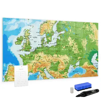 Geografisk världskarta magnetisk tavla med penna
