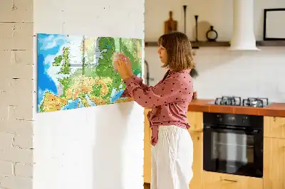 Geografisk världskarta magnetisk tavla med penna