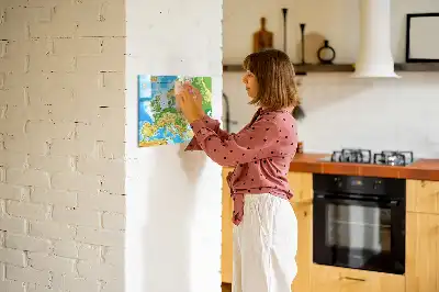 Geografisk världskarta magnetisk tavla med penna
