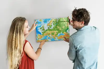 Geografisk världskarta magnetisk tavla med penna