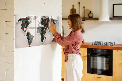 Abstrakt världskarta magnetisk tavla med penna