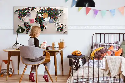 Abstrakt världskarta magnetisk tavla med penna