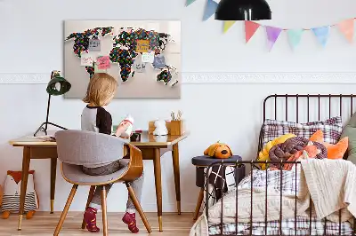 Abstrakt världskarta magnetisk tavla med penna