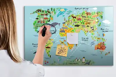 Magnetisk rittavla med motiv av världskarta och djur