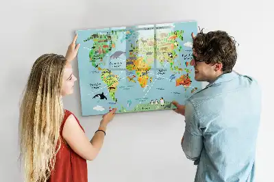 Magnetisk rittavla med motiv av världskarta och djur
