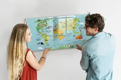 Magnetisk rittavla med motiv av världskarta och djur