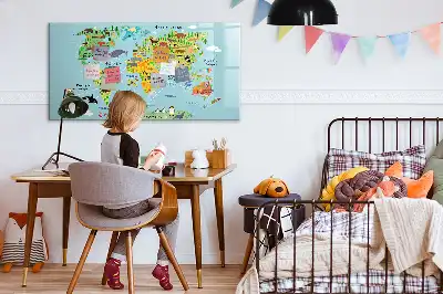 Magnetisk rittavla med motiv av världskarta och djur