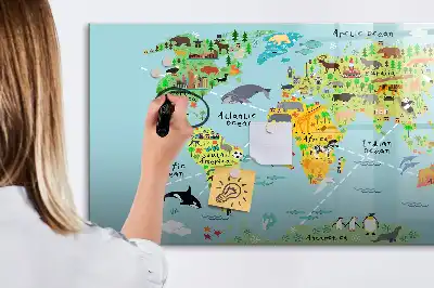 Magnetisk rittavla med motiv av världskarta och djur