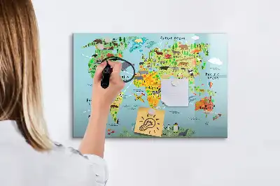 Magnetisk rittavla med motiv av världskarta och djur