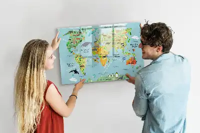 Magnetisk rittavla med motiv av världskarta och djur