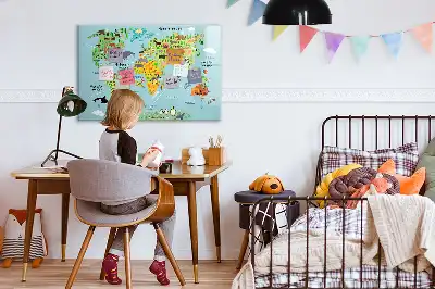 Magnetisk rittavla med motiv av världskarta och djur