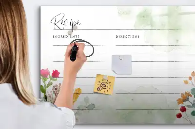 Magnetisk tavla med penna plats för recept
