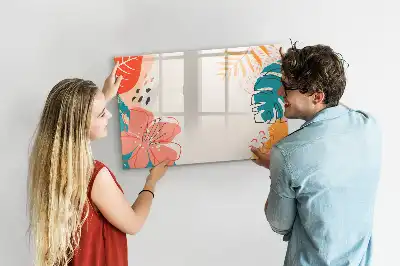 Magnetisk tavla med penna med motiv av hawaiianska växter