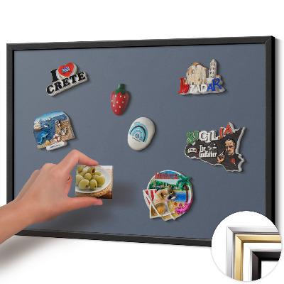 Magnetisk tavla med svart ram Färg kall grå