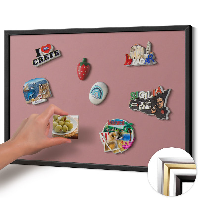 Magnetisk tavla med svart ram Färg pastellrosa