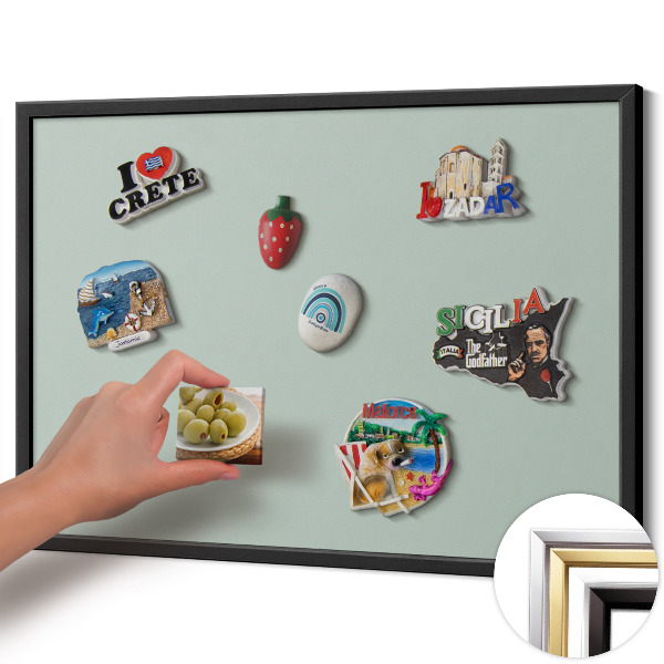 Magnetisk tavla med svart ram Färg akvamarin