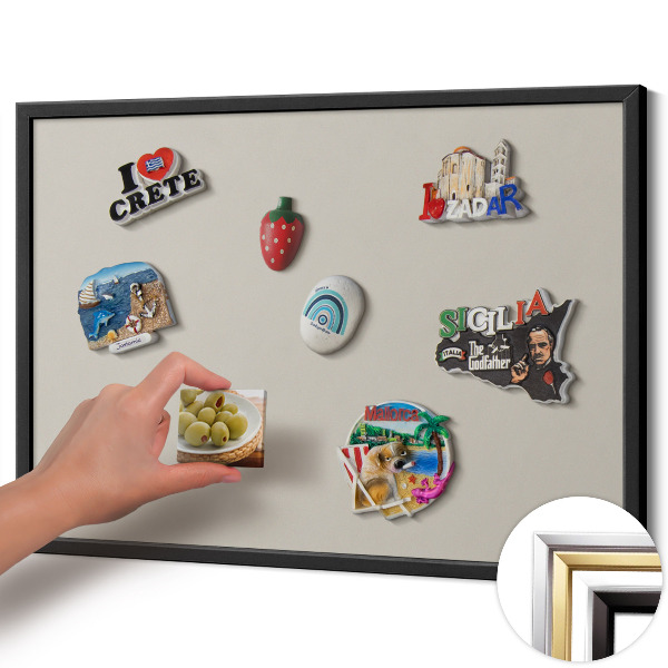 Magnetisk tavla med svart ram Färg krämvit