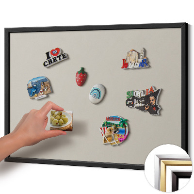 Magnetisk tavla med svart ram Färg krämvit