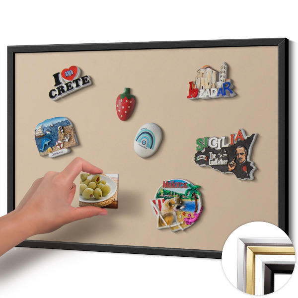 Magnetisk tavla med svart ram Färg beige
