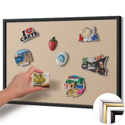 Magnetisk tavla med svart ram Färg beige