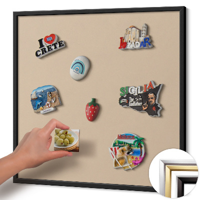 Magnetisk tavla med svart ram Färg beige