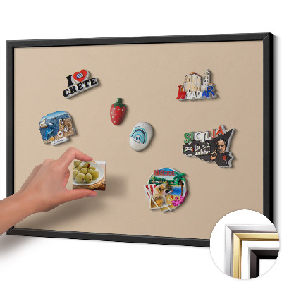 Magnetisk tavla med svart ram Färg beige