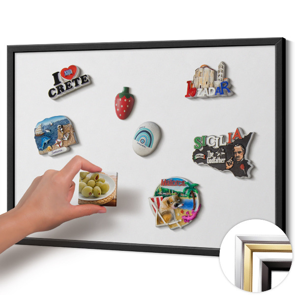 Magnetisk tavla med svart ram Färg vit