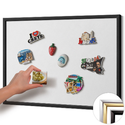 Magnetisk tavla med svart ram Färg vit