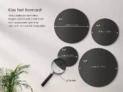 Magnettavla i metall rund och svart