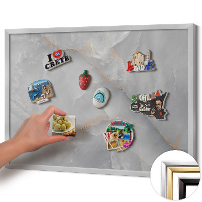 Magnetisk tavla med silverram Elegant dekorativ marmor