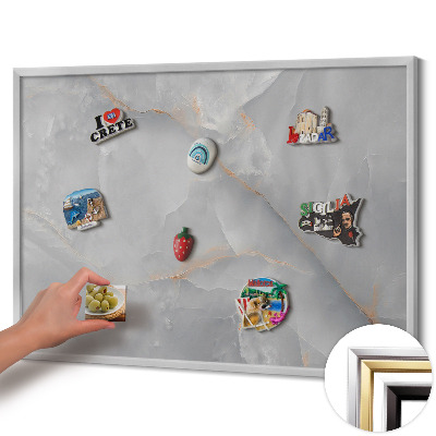 Magnetisk tavla med silverram Elegant dekorativ marmor