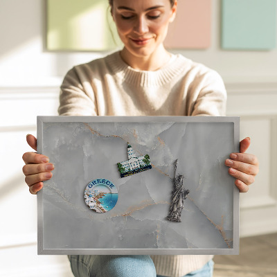 Magnetisk tavla med silverram Elegant dekorativ marmor