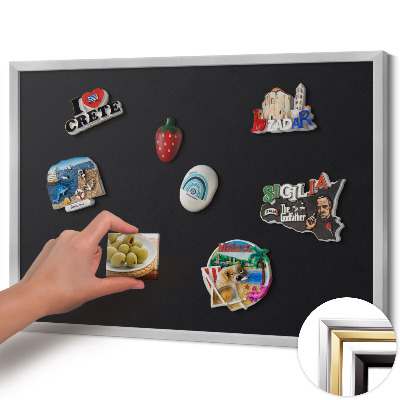 Magnetisk tavla med silverram Färg svart