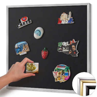 Magnetisk tavla med silverram Färg svart