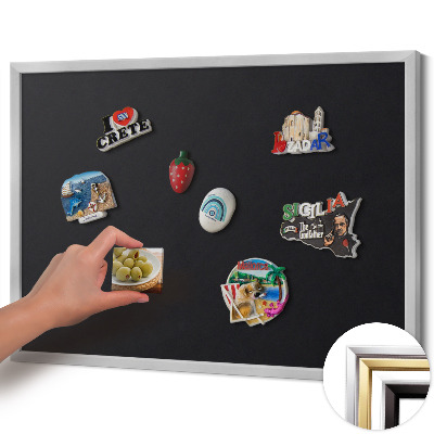 Magnetisk tavla med silverram Färg svart