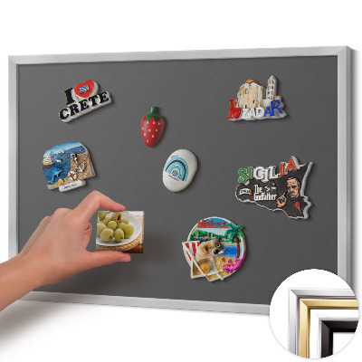 Magnetisk tavla med silverram Färg mörkgrå