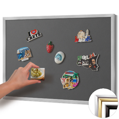 Magnetisk tavla med silverram Färg mörkgrå