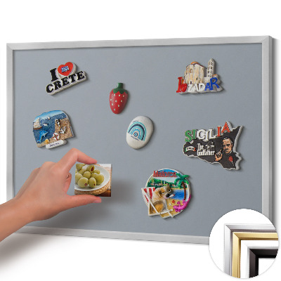 Magnetisk tavla med silverram Färg grå