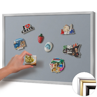 Magnetisk tavla med silverram Färg grå