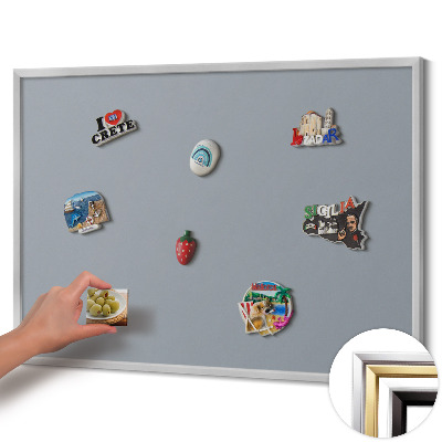 Magnetisk tavla med silverram Färg grå