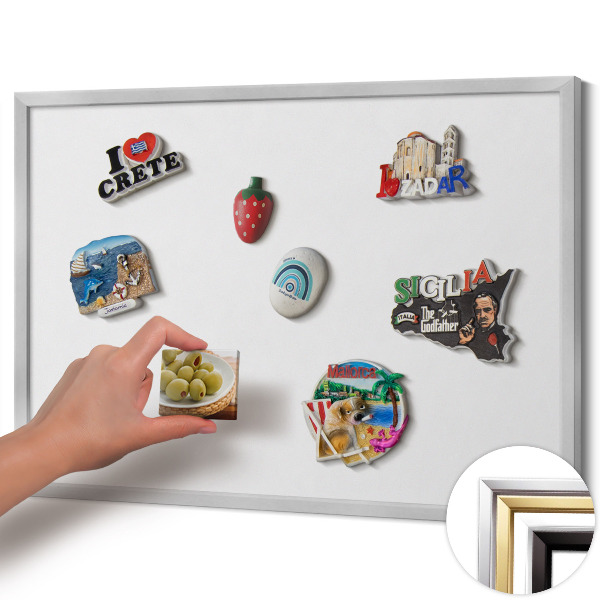 Magnetisk tavla med silverram Färg vit